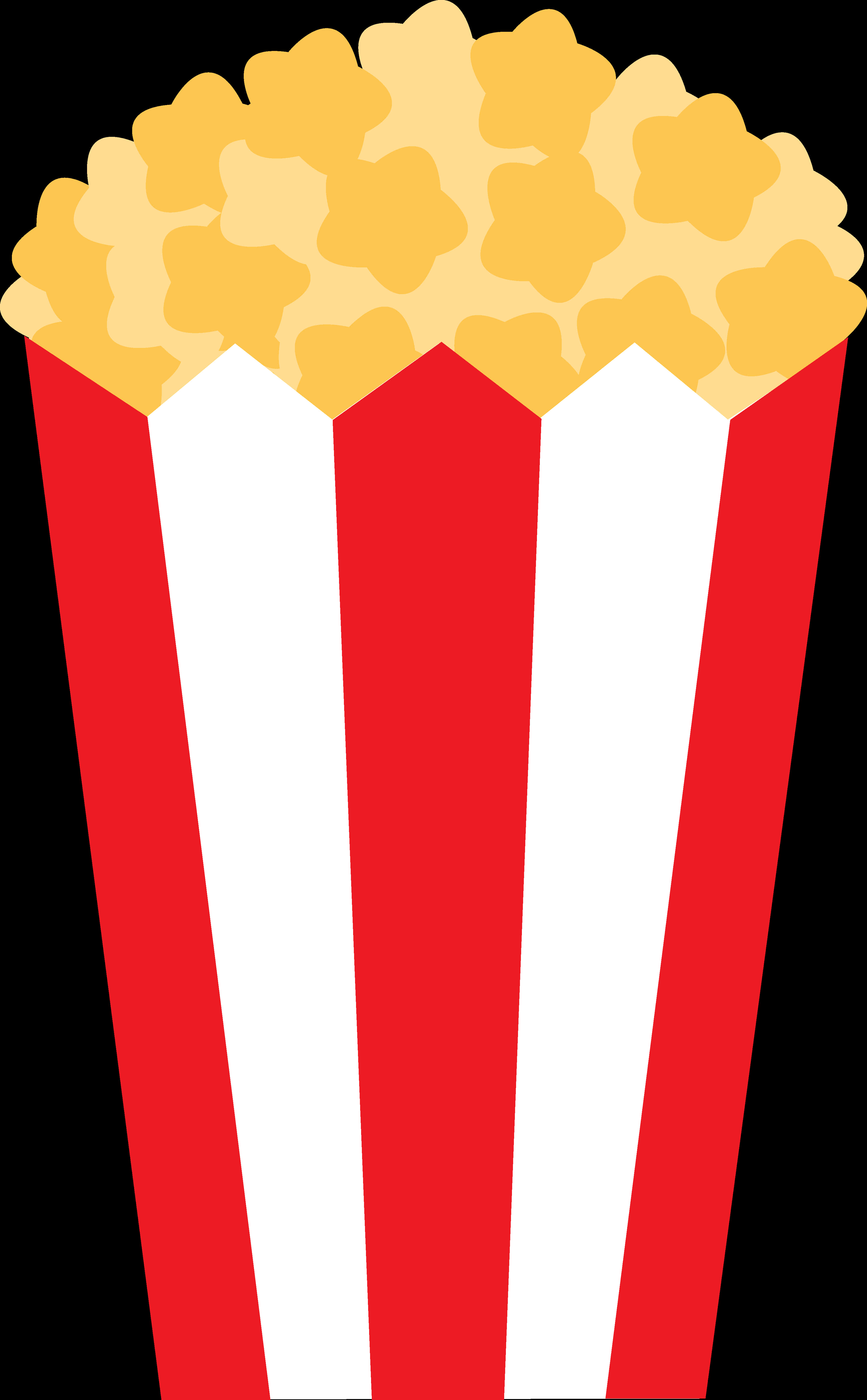 A Red And White Striped Container With Popcorn