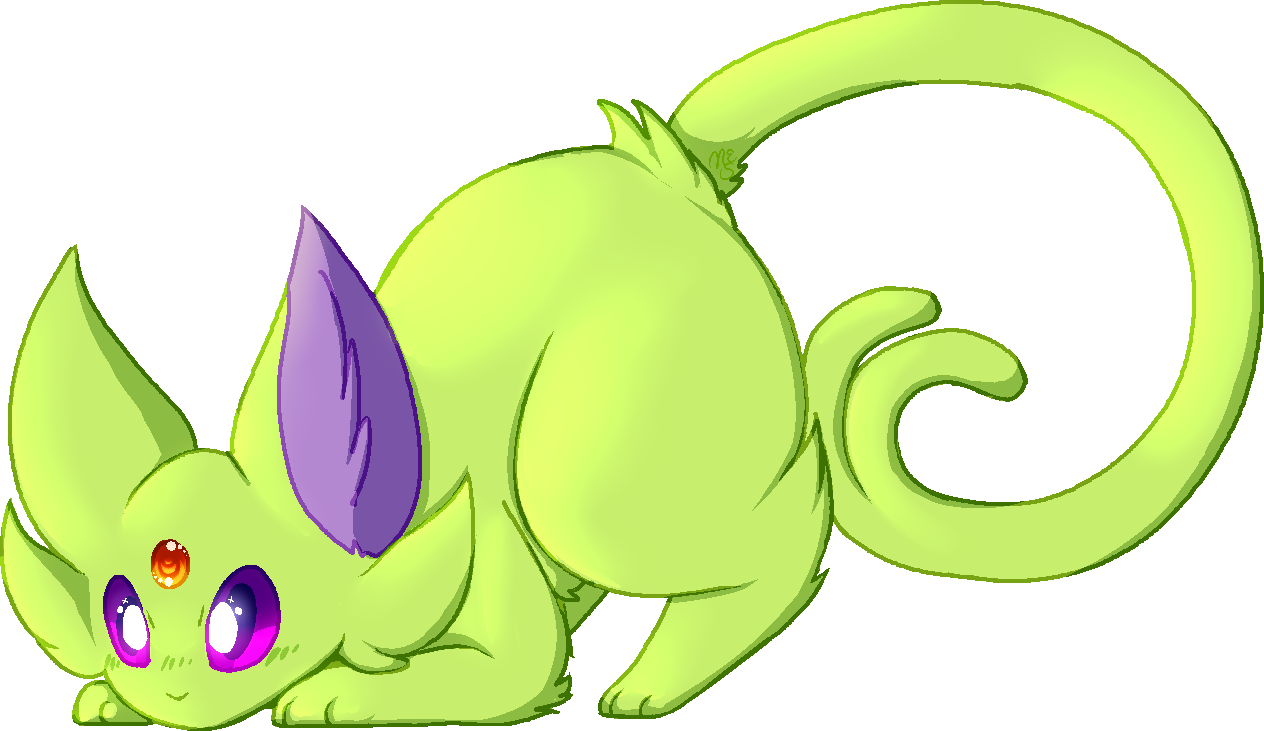 Cartoon Of A Green Cat