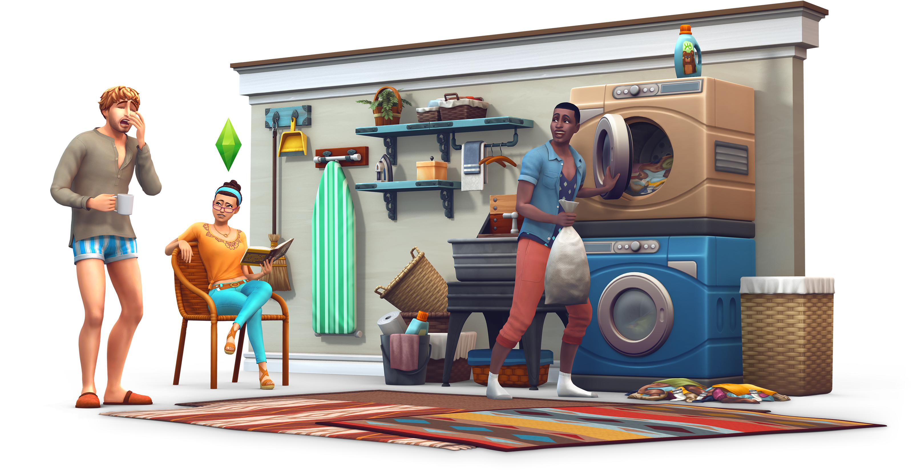 A Cartoon Of A Woman And A Man In A Laundry Room