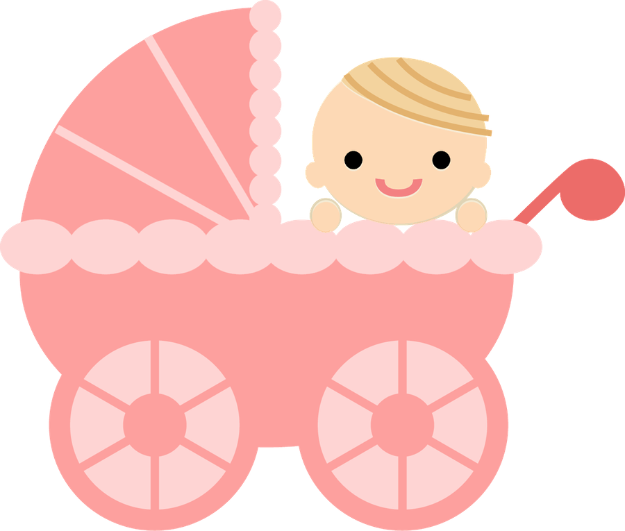 A Cartoon Of A Baby In A Pink Stroller