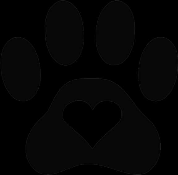 A Black Paw Print With A Heart