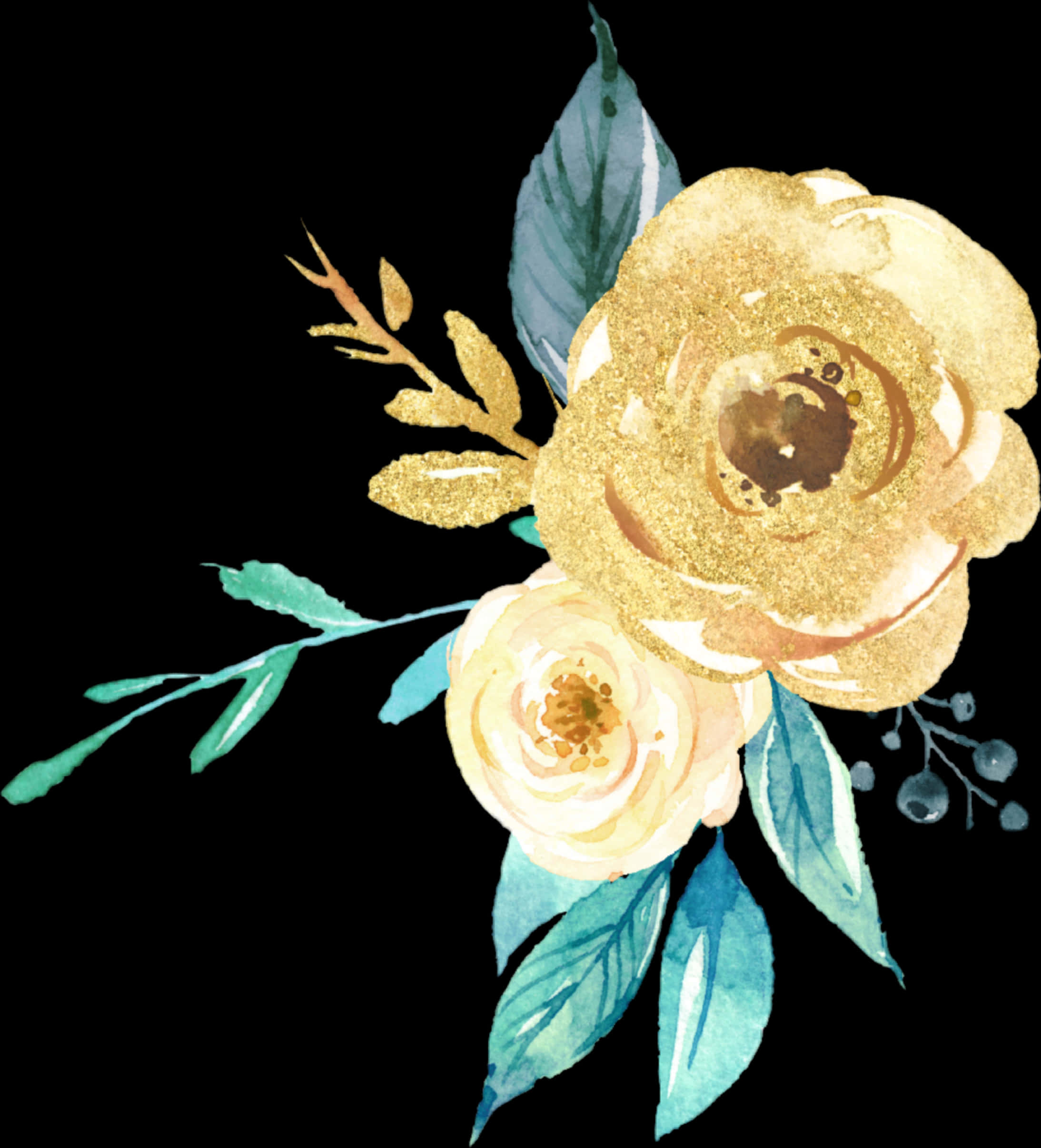 A Gold And Blue Flower