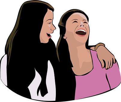A Cartoon Of Two Women Laughing