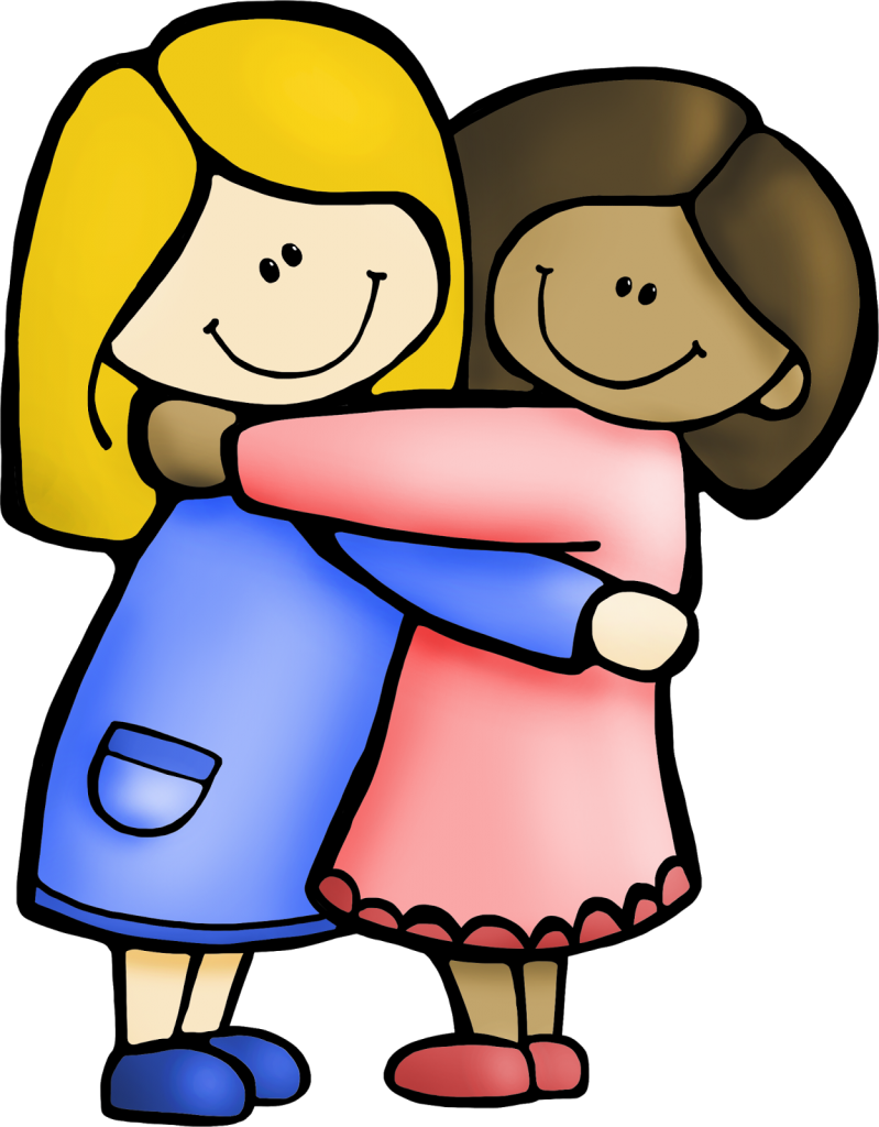 A Cartoon Of Two Girls Hugging
