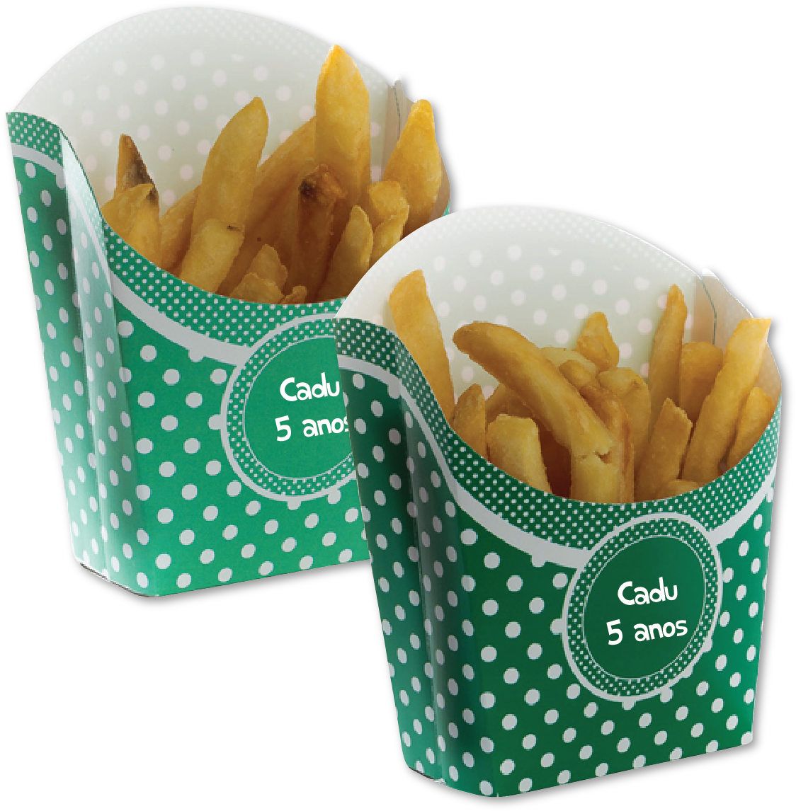 French Fries In Green And White Containers