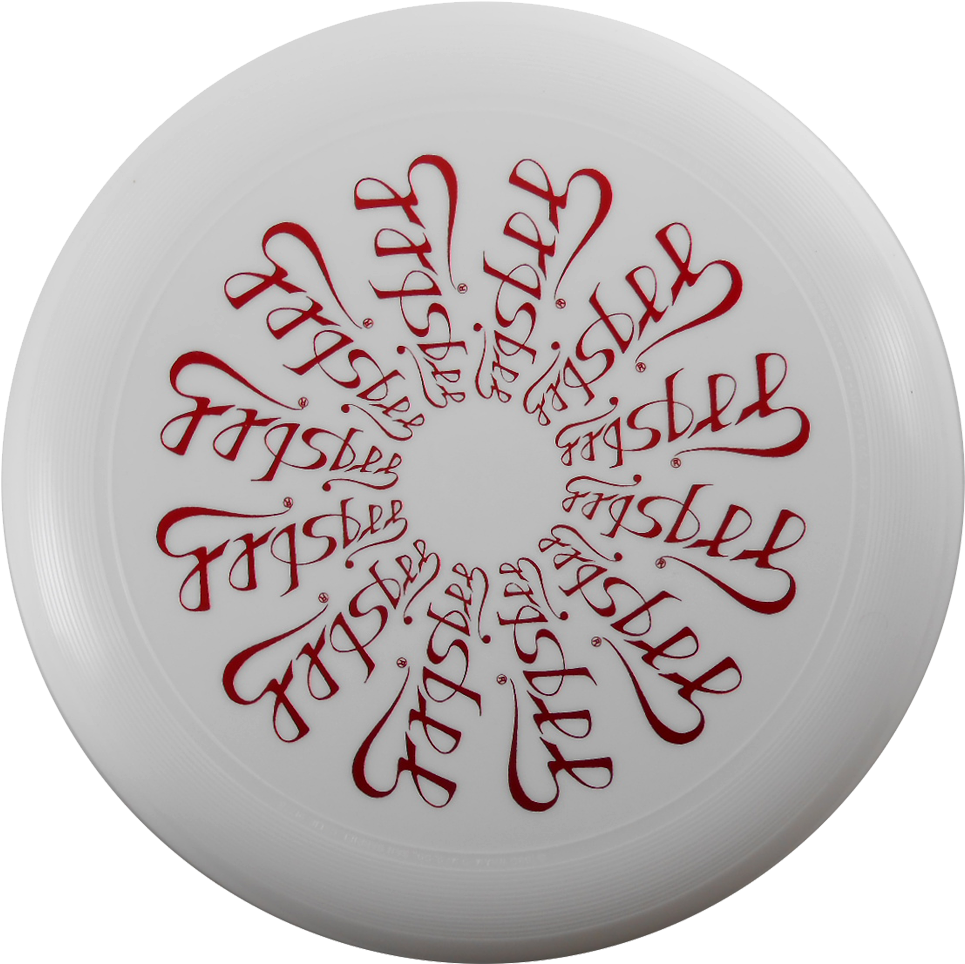 A White Frisbee With Red Writing