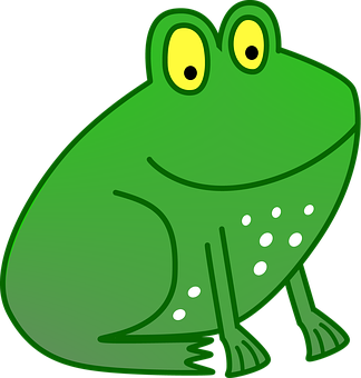 A Cartoon Frog Sitting On A Black Background