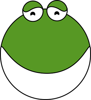 A Cartoon Frog Face With Eyes And Mouth