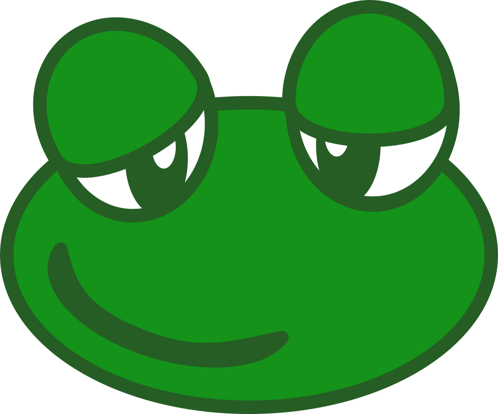 A Green Frog Face With Eyes And Mouth