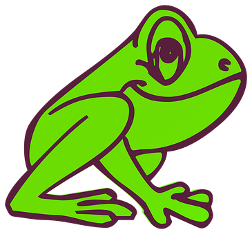 A Green Frog With Purple Outline