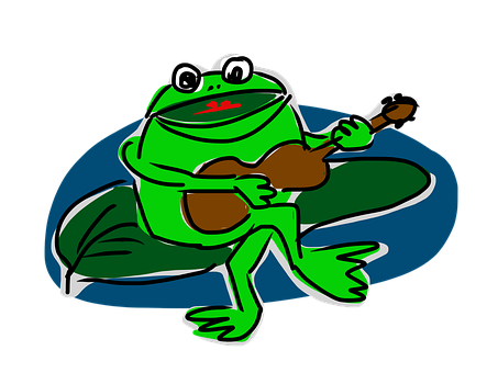 A Drawing Of A Frog Playing A Guitar
