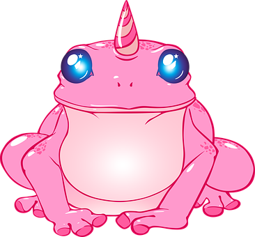 A Pink Frog With A Unicorn Horn