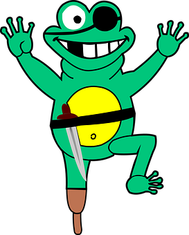 A Cartoon Frog With A Pirate Hat And A Sword