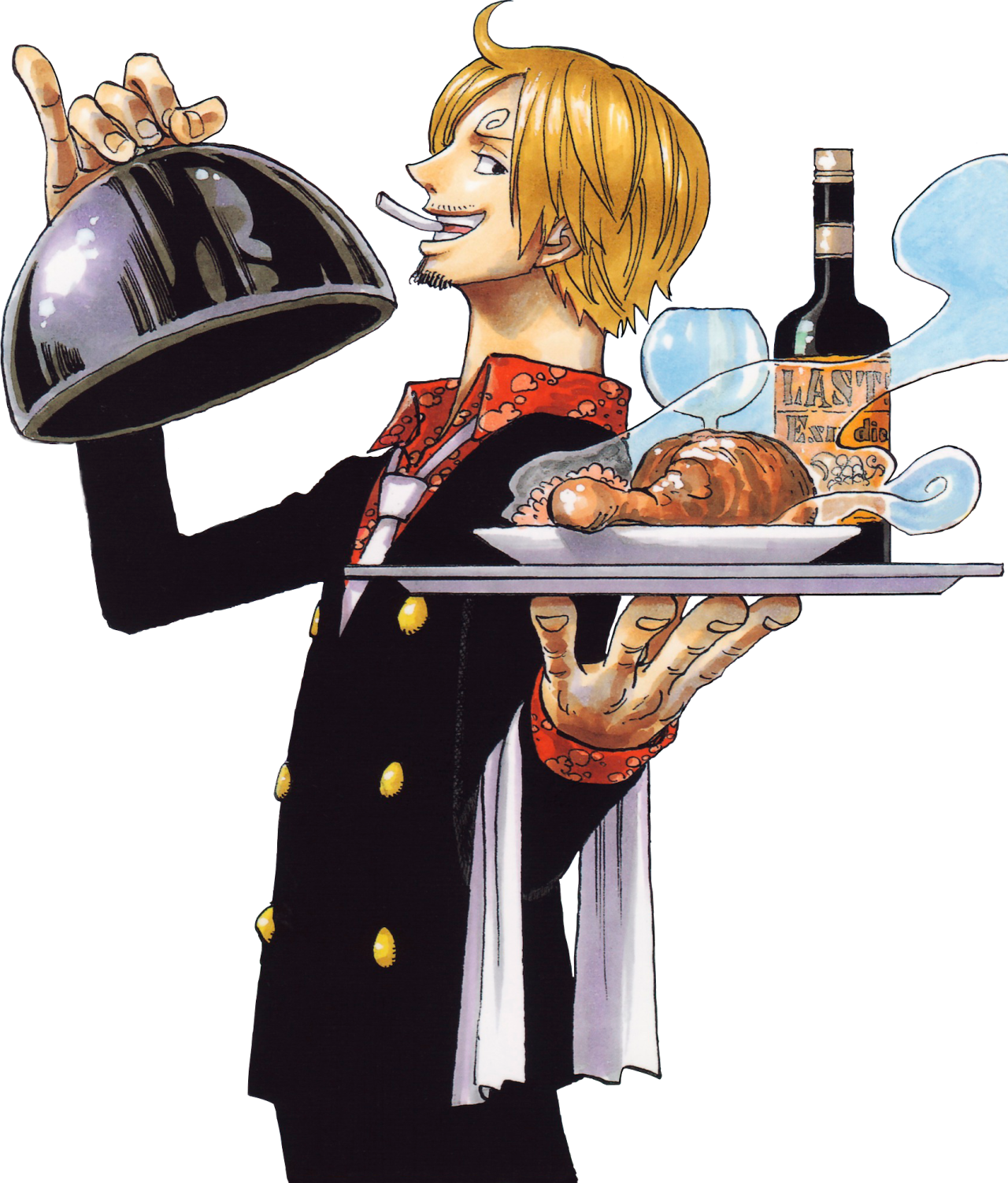 A Cartoon Of A Man Holding A Tray With Food