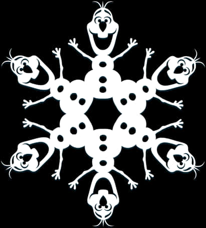 A Snowflake Made Of Cartoon Characters