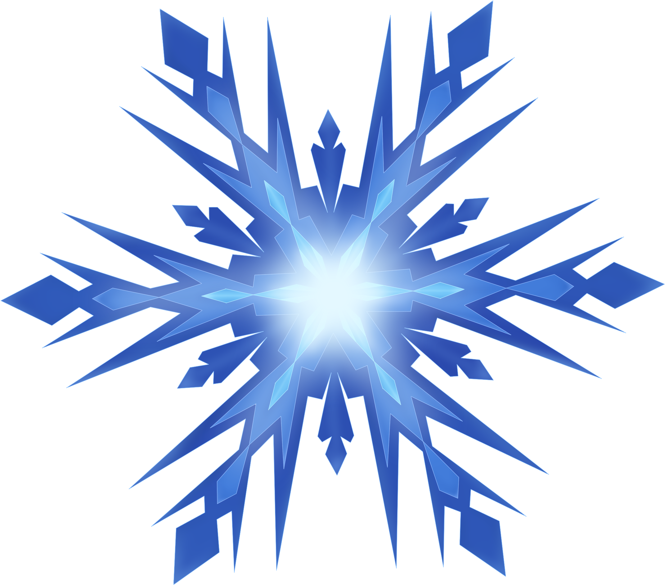 A Blue Snowflake With A Bright Light