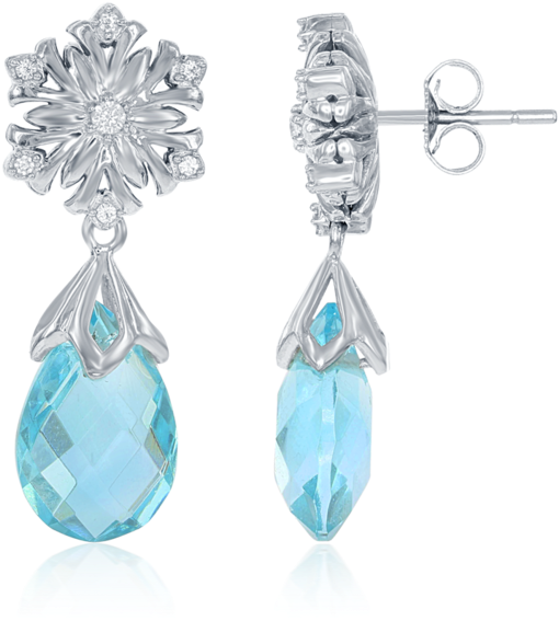 A Pair Of Earrings With A Blue Gem