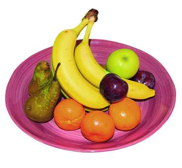 A Plate Of Fruit On A Black Background