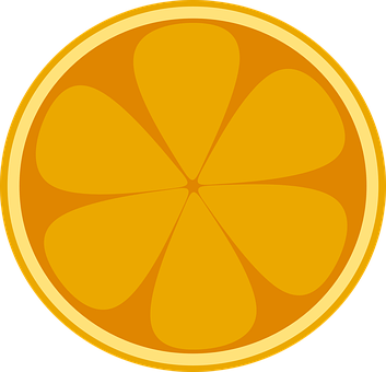 A Orange Slice With A Flower Design