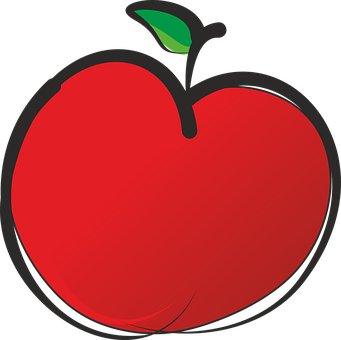 A Red Apple With Green Leaf