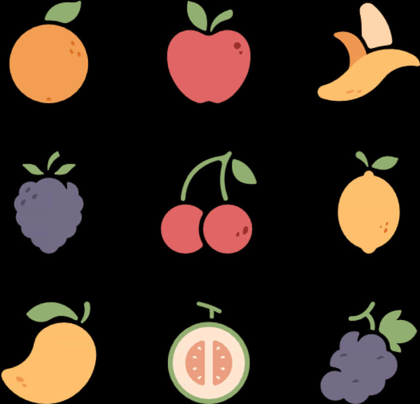 A Group Of Fruit Icons
