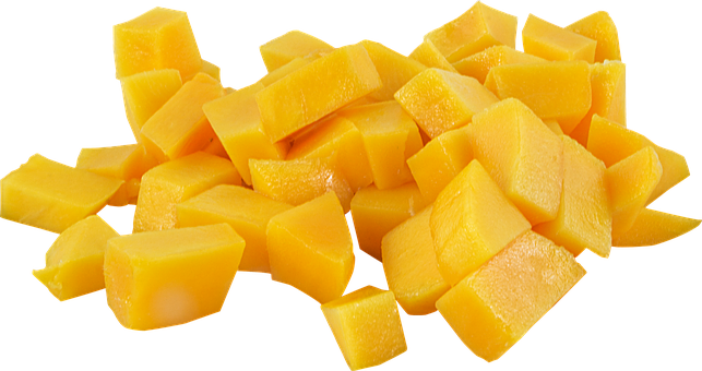 A Pile Of Cubes Of Orange Fruit