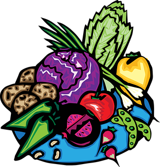 A Colorful Drawing Of Vegetables
