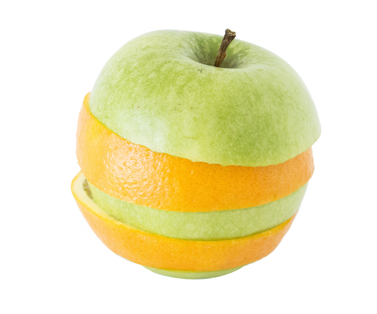 A Green Apple With Orange Slices