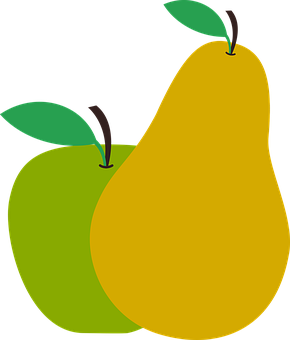 A Yellow Pear And Green Apple