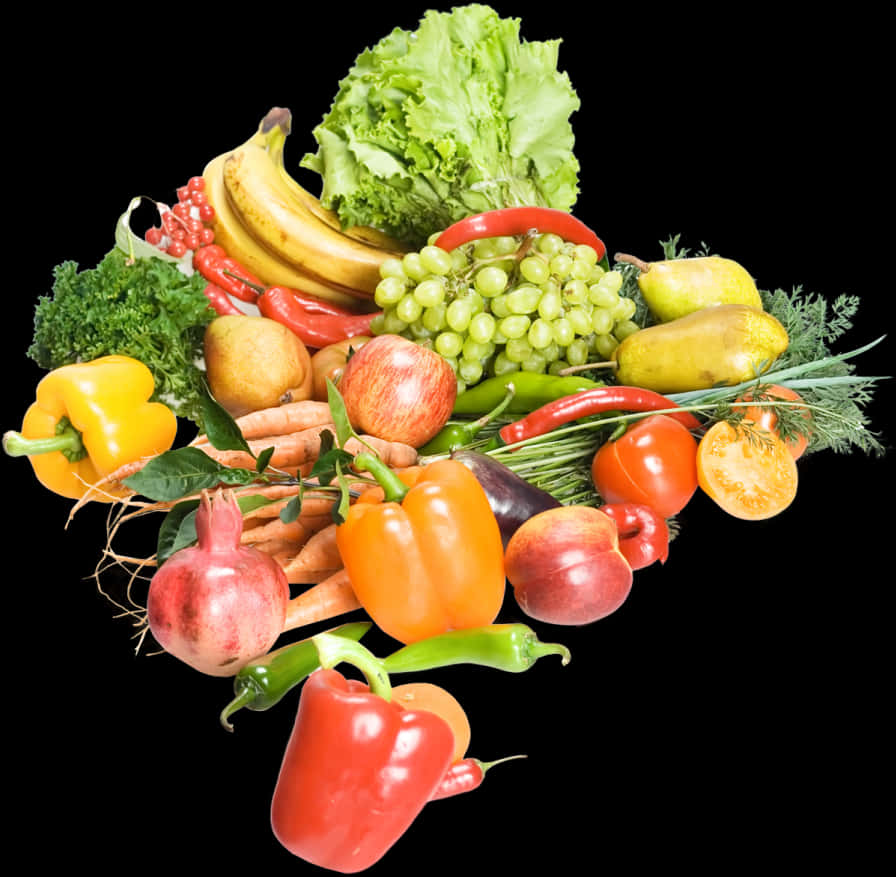 A Pile Of Fruits And Vegetables