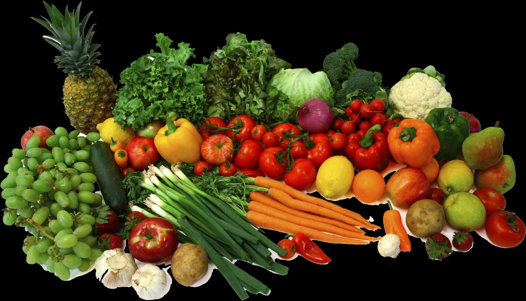A Group Of Vegetables On A Black Background