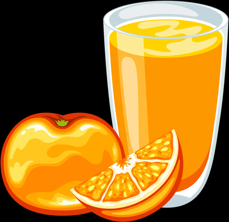 A Glass Of Orange Juice And Oranges