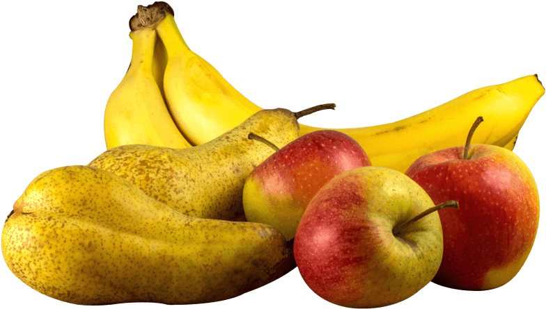 A Group Of Bananas And Apples