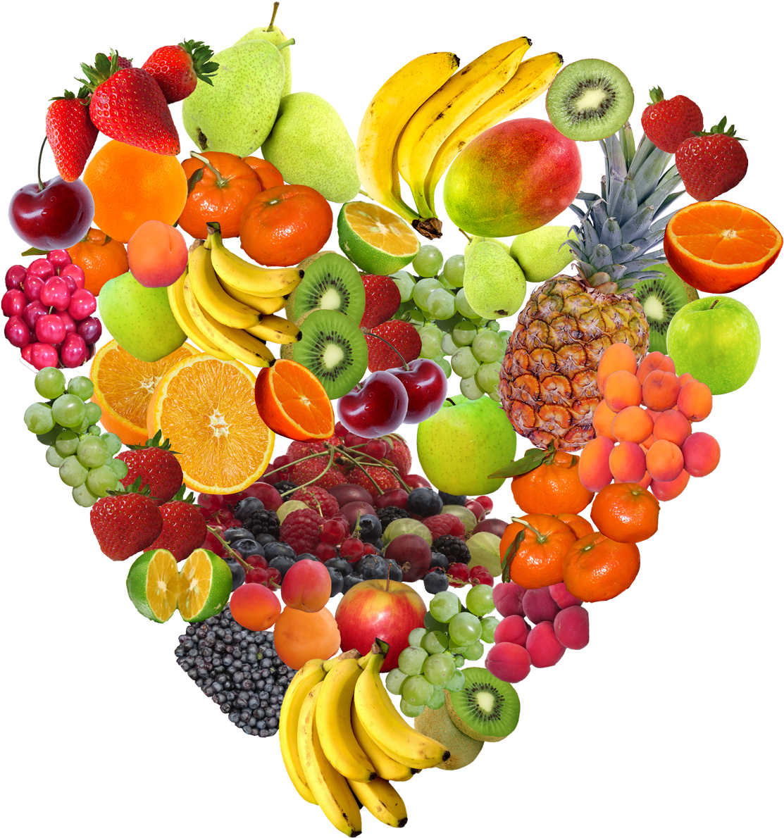 A Heart Shaped Arrangement Of Different Fruits