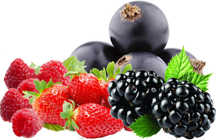 A Group Of Berries And Fruits