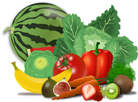 A Group Of Fruits And Vegetables