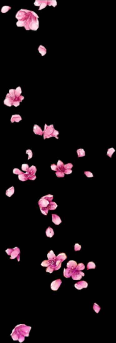 Pink Flowers Flying In The Air