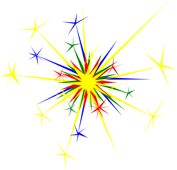 A Yellow And Blue Fireworks