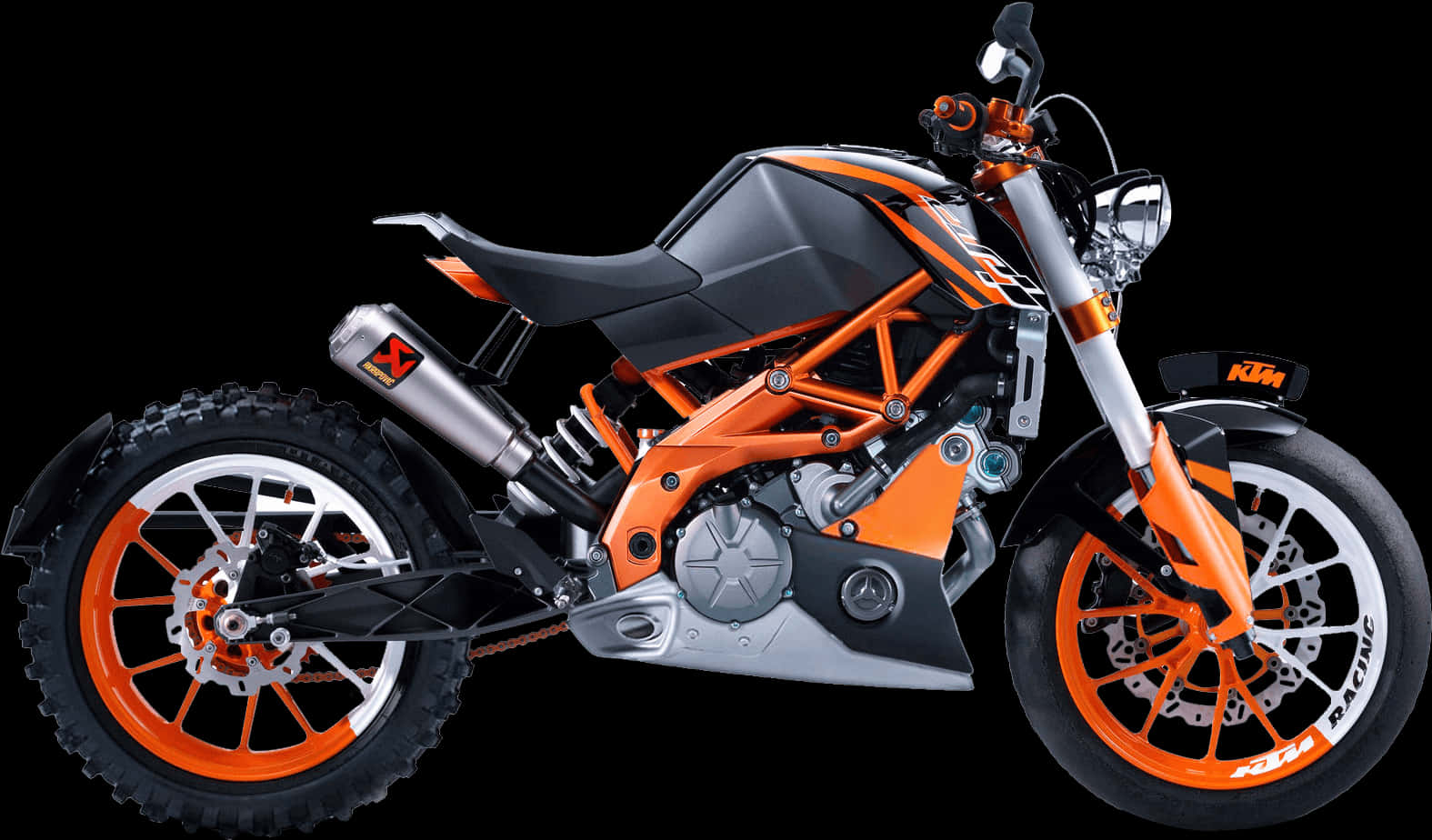 A Motorcycle With Orange And Black Accents