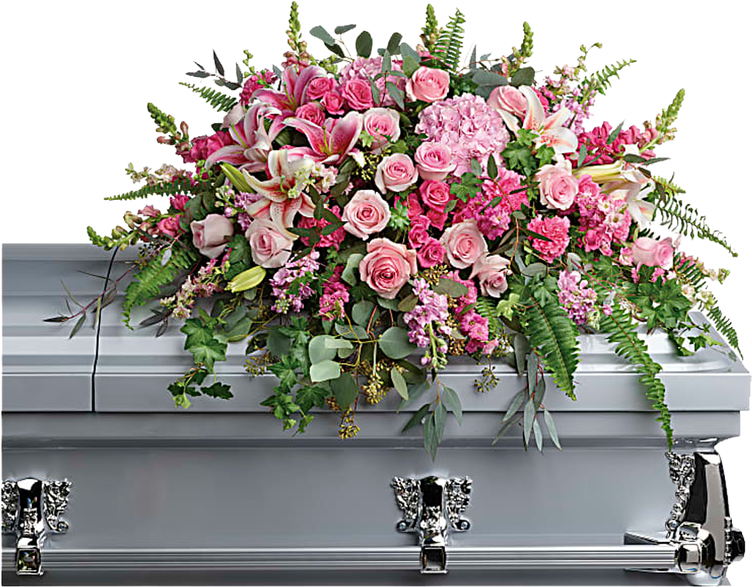 A Casket With Pink Flowers