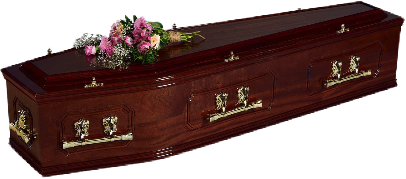 A Coffin With Flowers On It
