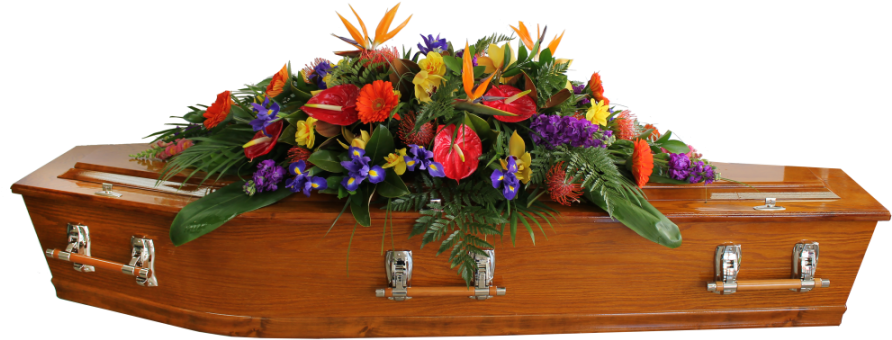 A Casket With Colorful Flowers