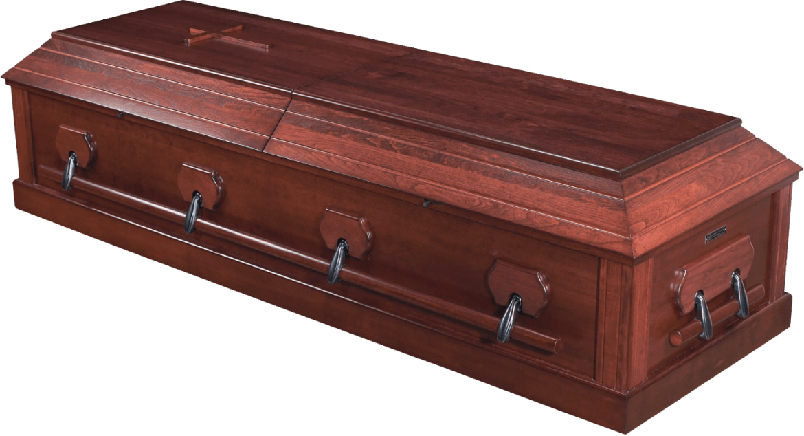 A Brown Coffin With Two Compartments