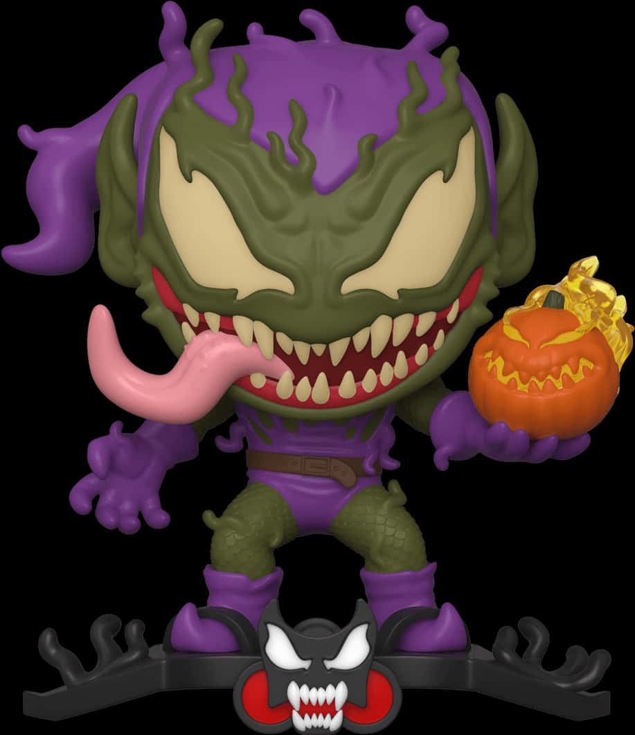 A Toy Figurine Of A Monster Holding A Pumpkin