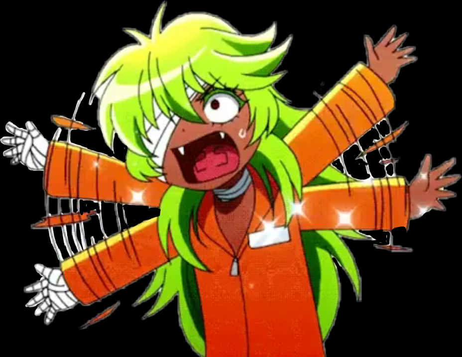 Cartoon Character With Green Hair