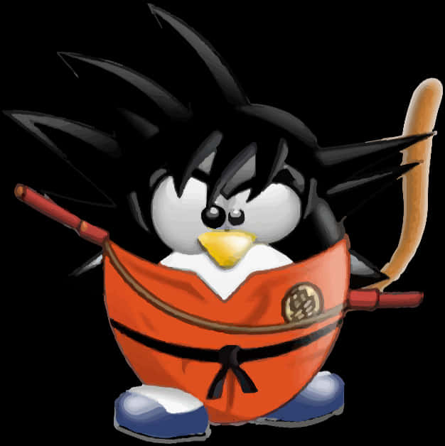 A Cartoon Penguin In A Karate Uniform