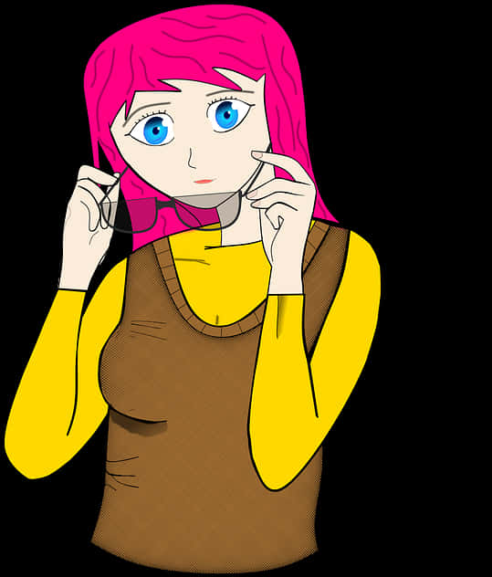 A Cartoon Of A Woman Holding Glasses