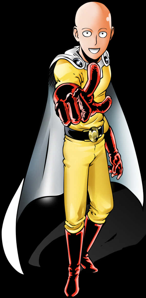 A Cartoon Of A Man Wearing A Yellow Suit And A Red Glove