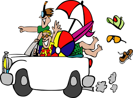 A Cartoon Of Two Men In A Car