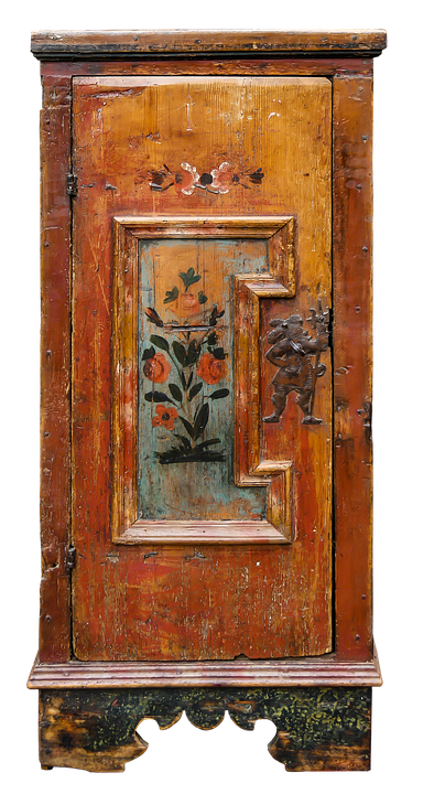 A Wooden Door With A Painting On It